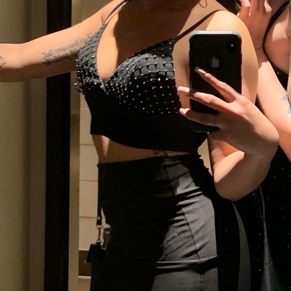 Black jeweled crop top - Picture 2 of 2